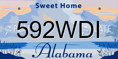 592WDI Alabama License Plate