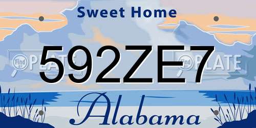 592ZE7 Alabama License Plate