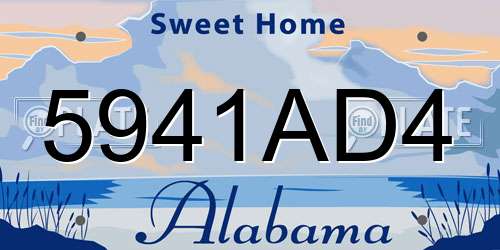 5941AD4 Alabama License Plate