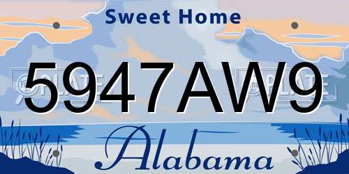 5947AW9 Alabama License Plate
