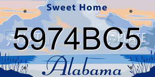 5974BC5 Alabama License Plate