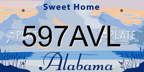 597AVL Alabama License Plate