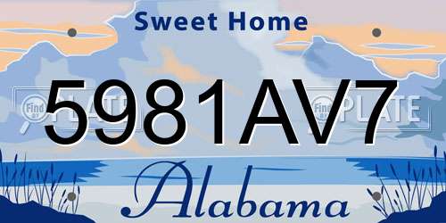 5981AV7 Alabama License Plate