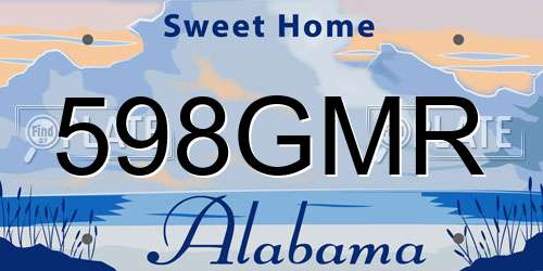 598GMR Alabama License Plate