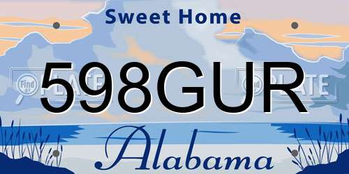 598GUR Alabama License Plate