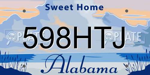598HTJ Alabama License Plate