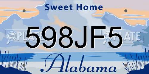 598JF5 Alabama License Plate