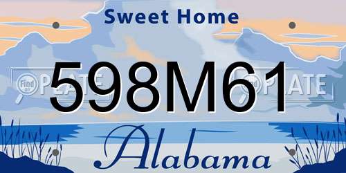 598M61 Alabama License Plate
