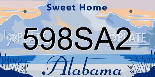 598SA2 Alabama License Plate