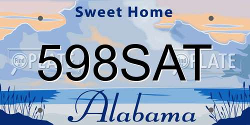 598SAT Alabama License Plate