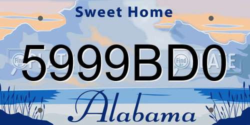 5999BD0 Alabama License Plate