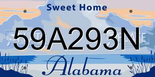 59A293N Alabama License Plate