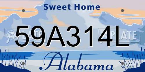 59A314L Alabama License Plate