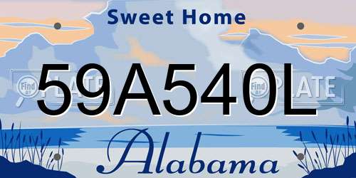 59A540L Alabama License Plate