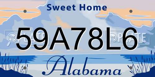 59A78L6 Alabama License Plate