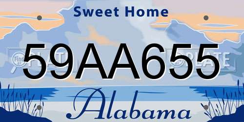 59AA655 Alabama License Plate