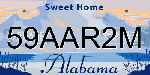59AAR2M Alabama License Plate
