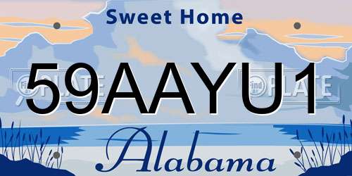 59AAYU1 Alabama License Plate