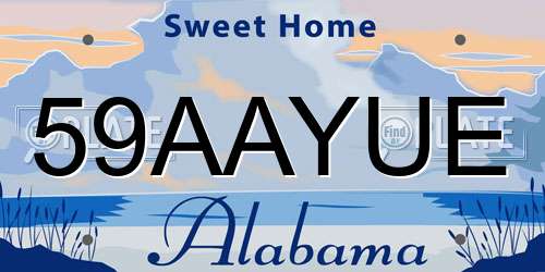 59AAYUE Alabama License Plate