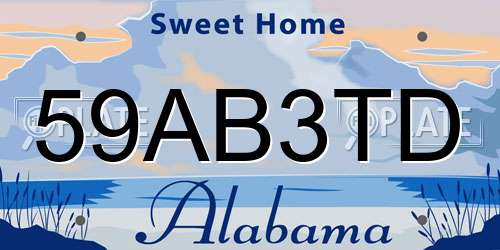 59AB3TD Alabama License Plate
