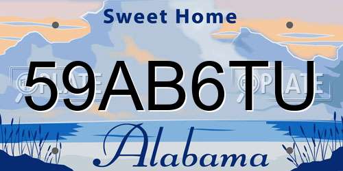 59AB6TU Alabama License Plate