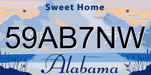 59AB7NW Alabama License Plate