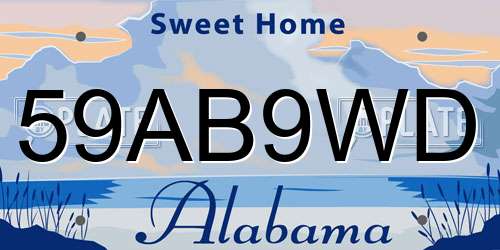 59AB9WD Alabama License Plate