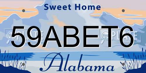 59ABET6 Alabama License Plate