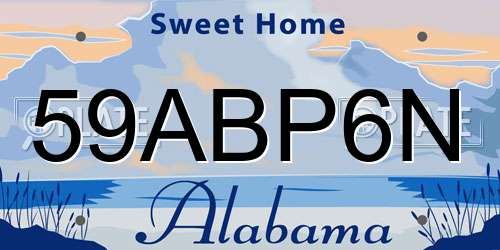 59ABP6N Alabama License Plate