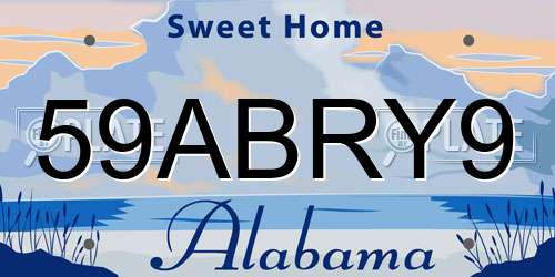 59ABRY9 Alabama License Plate