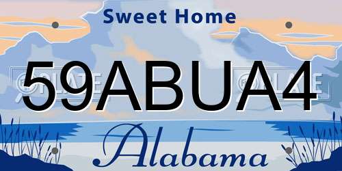 59ABUA4 Alabama License Plate