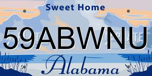 59ABWNU Alabama License Plate