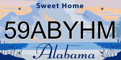 59ABYHM Alabama License Plate