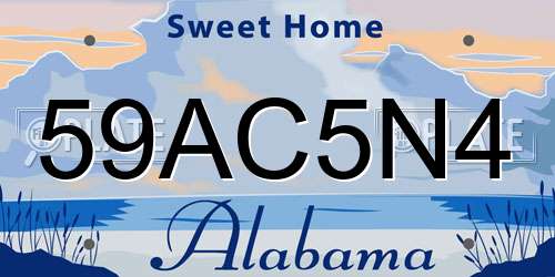 59AC5N4 Alabama License Plate