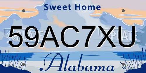 59AC7XU Alabama License Plate