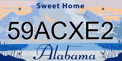 59ACXE2 Alabama License Plate