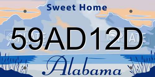 59AD12D Alabama License Plate