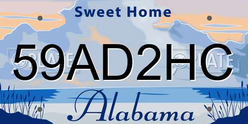 59AD2HC Alabama License Plate