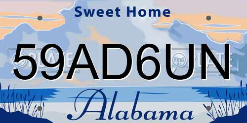 59AD6UN Alabama License Plate