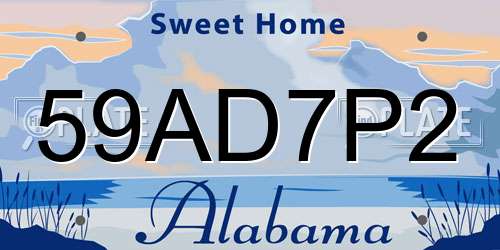 59AD7P2 Alabama License Plate