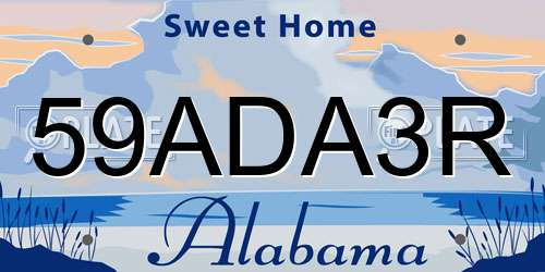 59ADA3R Alabama License Plate