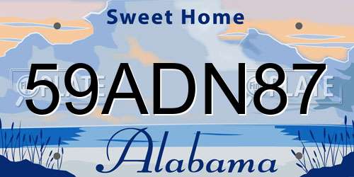 59ADN87 Alabama License Plate