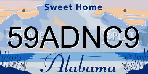 59ADNC9 Alabama License Plate