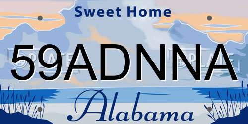 59ADNNA Alabama License Plate