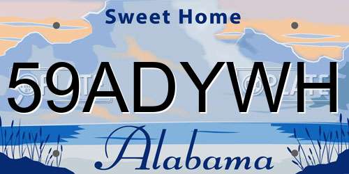 59ADYWH Alabama License Plate