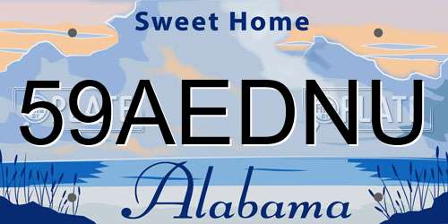 59AEDNU Alabama License Plate