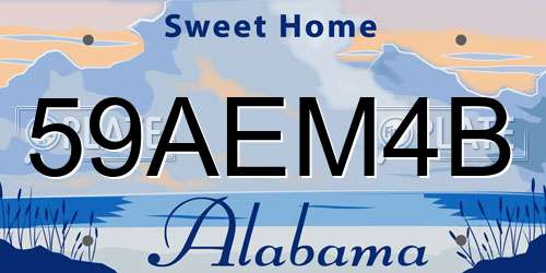 59AEM4B Alabama License Plate
