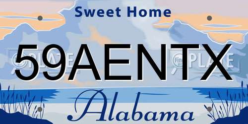 59AENTX Alabama License Plate