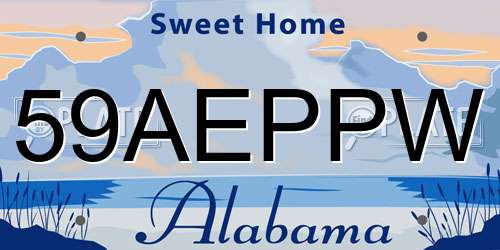 59AEPPW Alabama License Plate