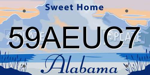 59AEUC7 Alabama License Plate
